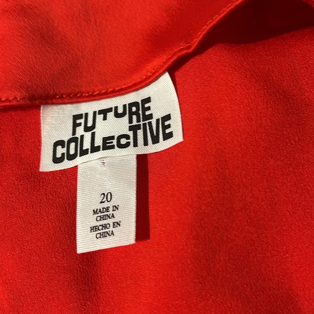 Future Collective Holiday Long Sleeve Rosette Mini Red Dress Size Various - Picture 11 of 13